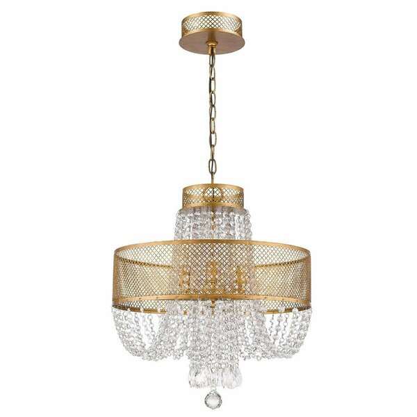 Homeroots 20.5 x 18 x 18 in. Viola 4-Light Antique Gold Crystal Chandelier 398109